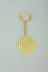 Floral Lotus Brass Key Chain